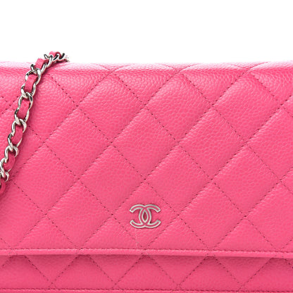 Chanel Caviar Quilted Wallet on Chain WOC Pink 10 of 12