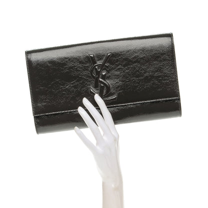 Saint Laurent Textured Patent Monogram Large Belle de Jour Clutch Grey 2 of 15