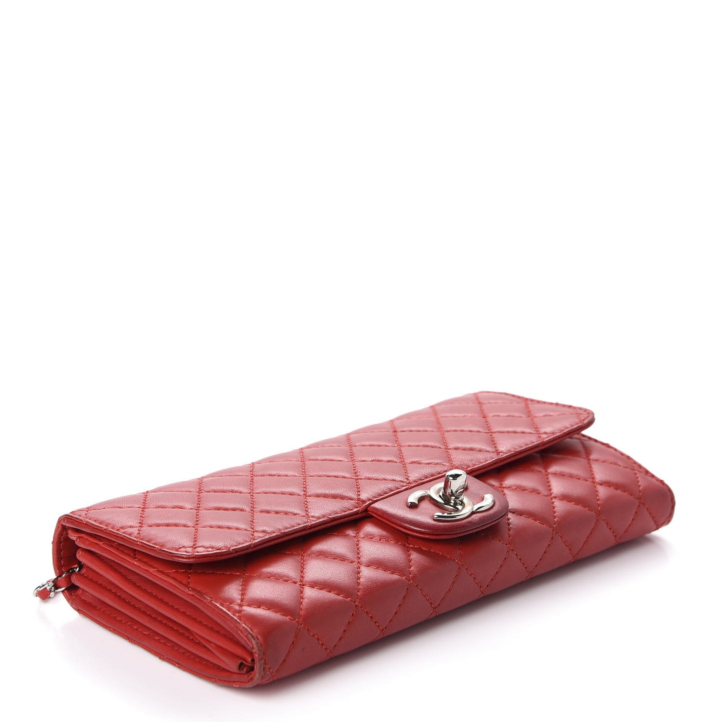 Lambskin Quilted Chain Clutch Flap Red