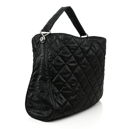 Chanel Crinkled Coated Canvas Le Marais Hobo Black 3 of 10