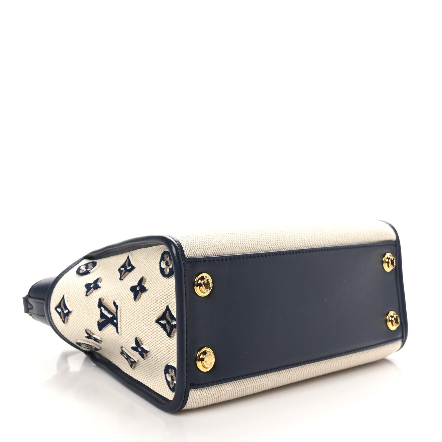 Louis Vuitton Canvas Calfskin Monogram On My Side PM Navy Blue 4 of 9