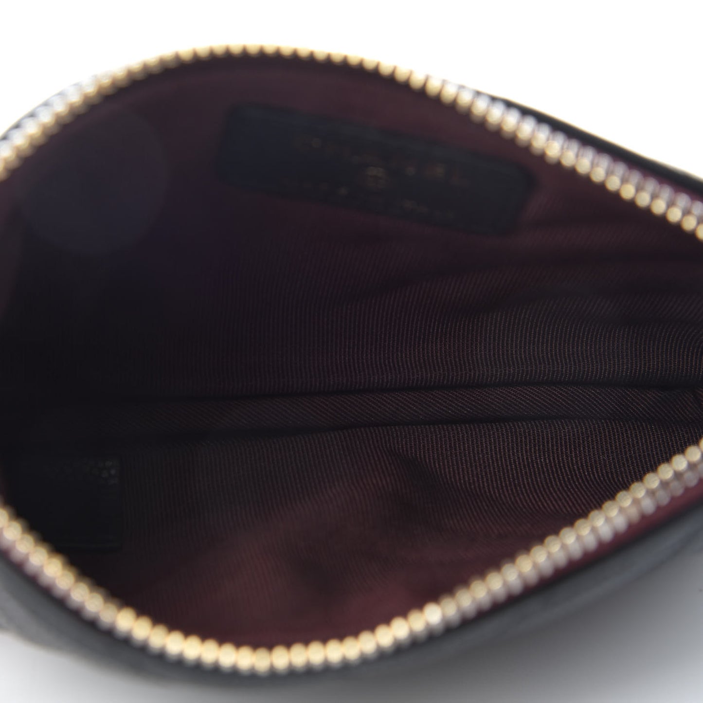 Caviar Chevron Quilted Small Cosmetic Case Black