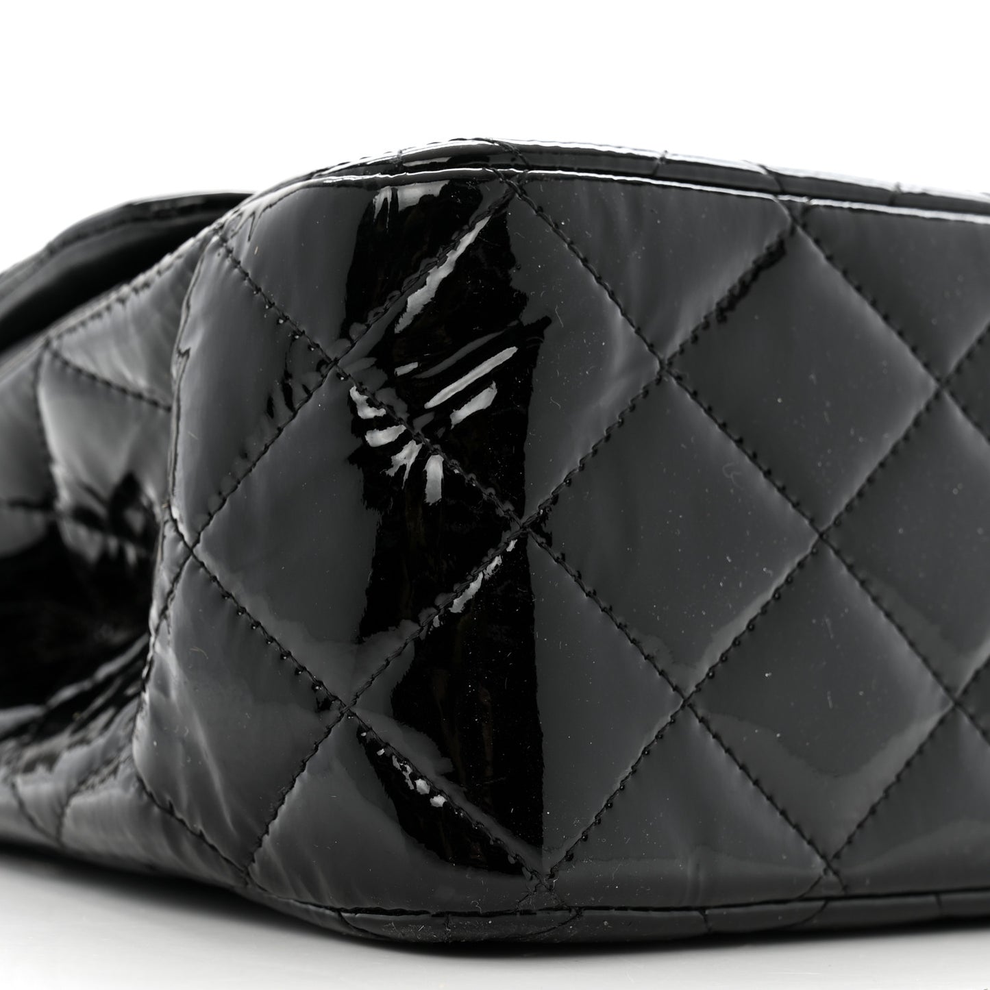 Patent Quilted Jumbo Double Flap Black