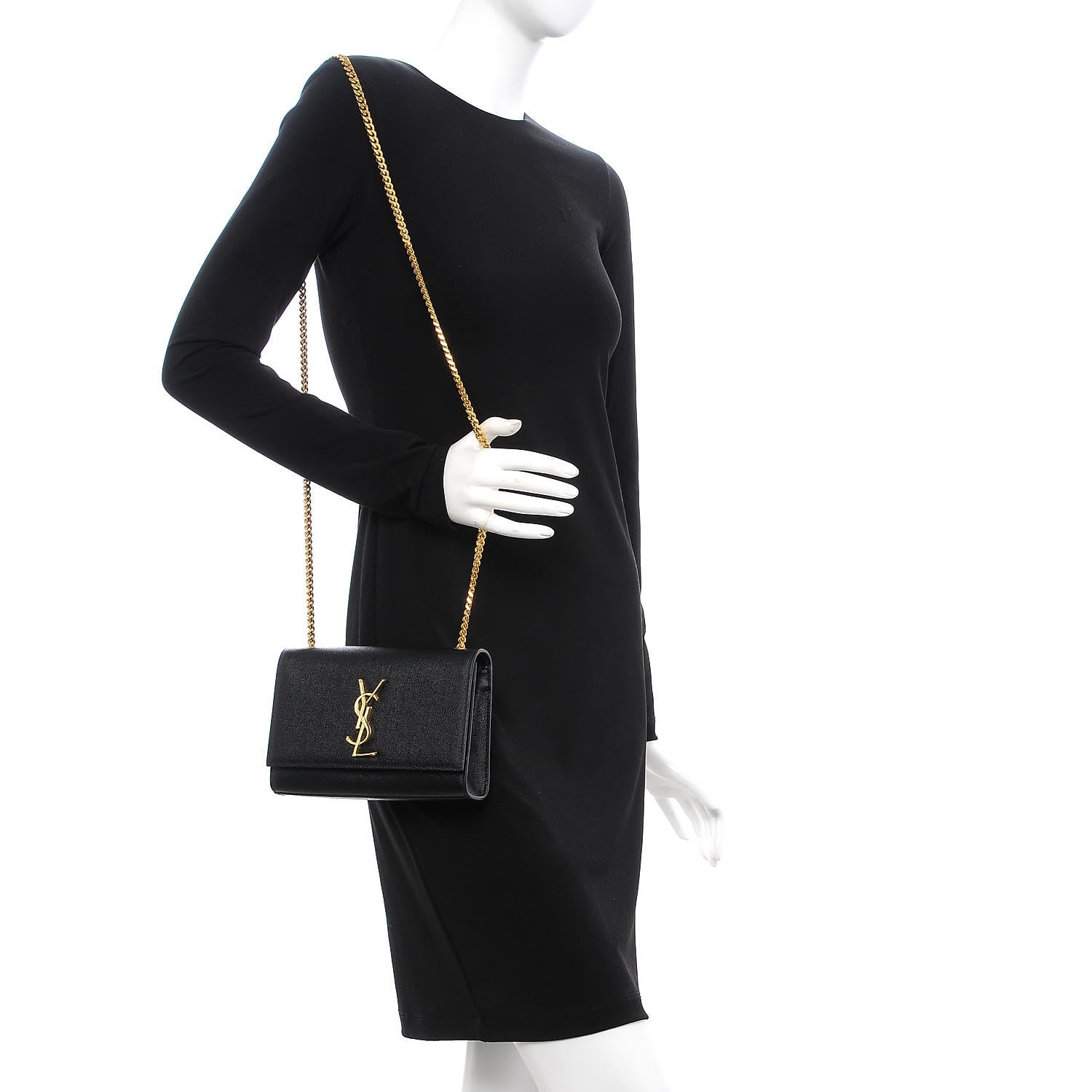 Saint Laurent Grain De Poudre Small Monogram Kate Satchel Black 2 of 7