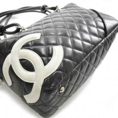 Chanel Calfskin Quilted Large Cambon Bowler Black White 5 of 11