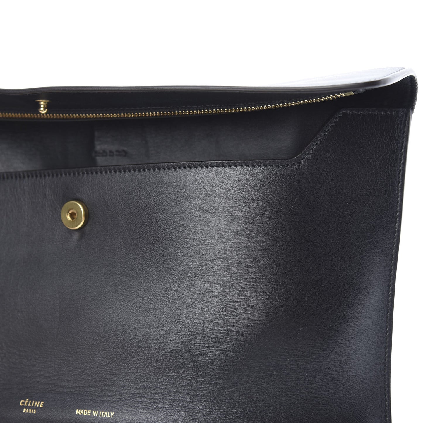 Palmelato Calfskin Curved Evening Clutch Black