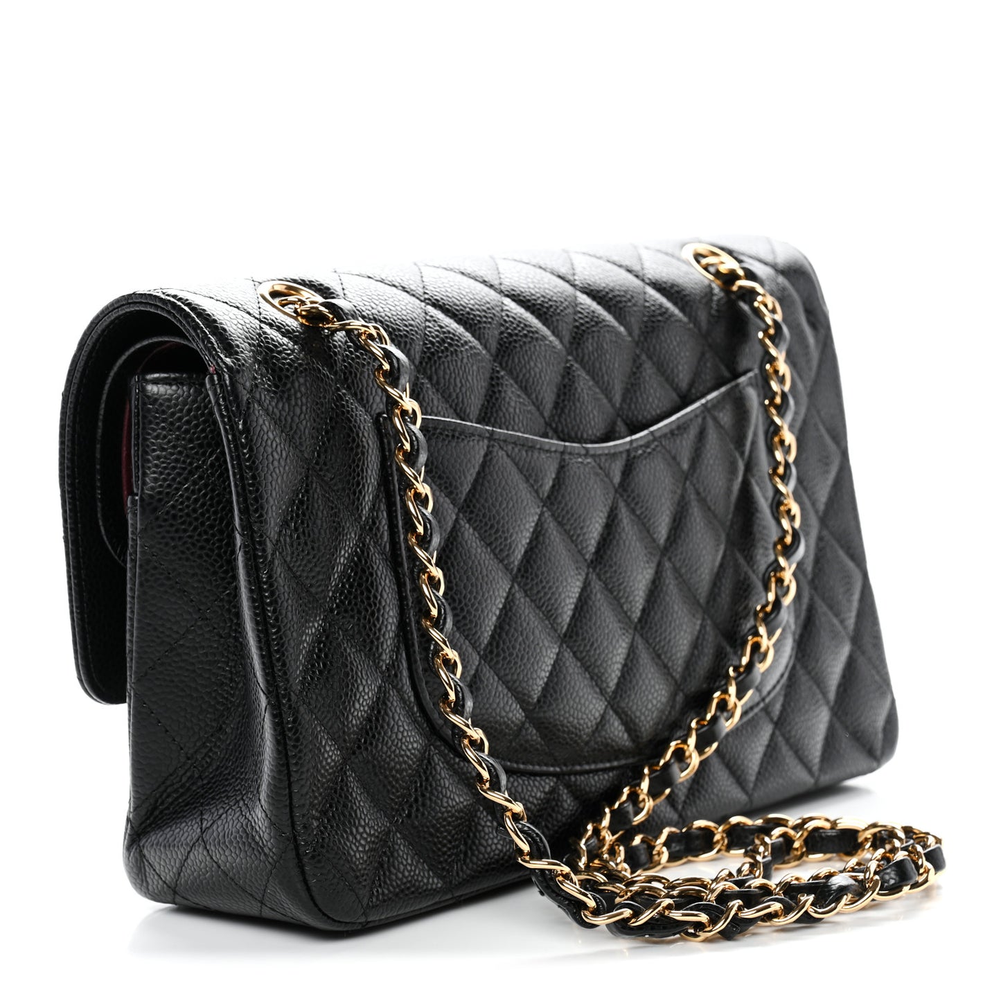 Caviar Quilted Medium Double Flap Black