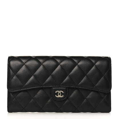 Chanel Lambskin Quilted Large Gusset Flap Wallet Black 1 of 9