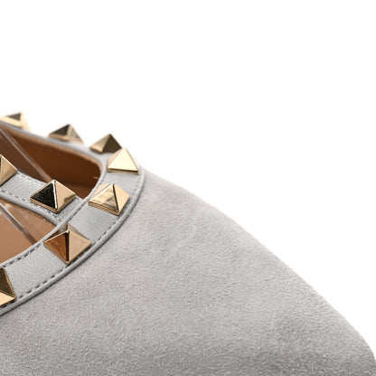Valentino Garavani Suede Rockstud Ankle Strap 100mm Pumps 40.5 Pastel Grey 8 of 11
