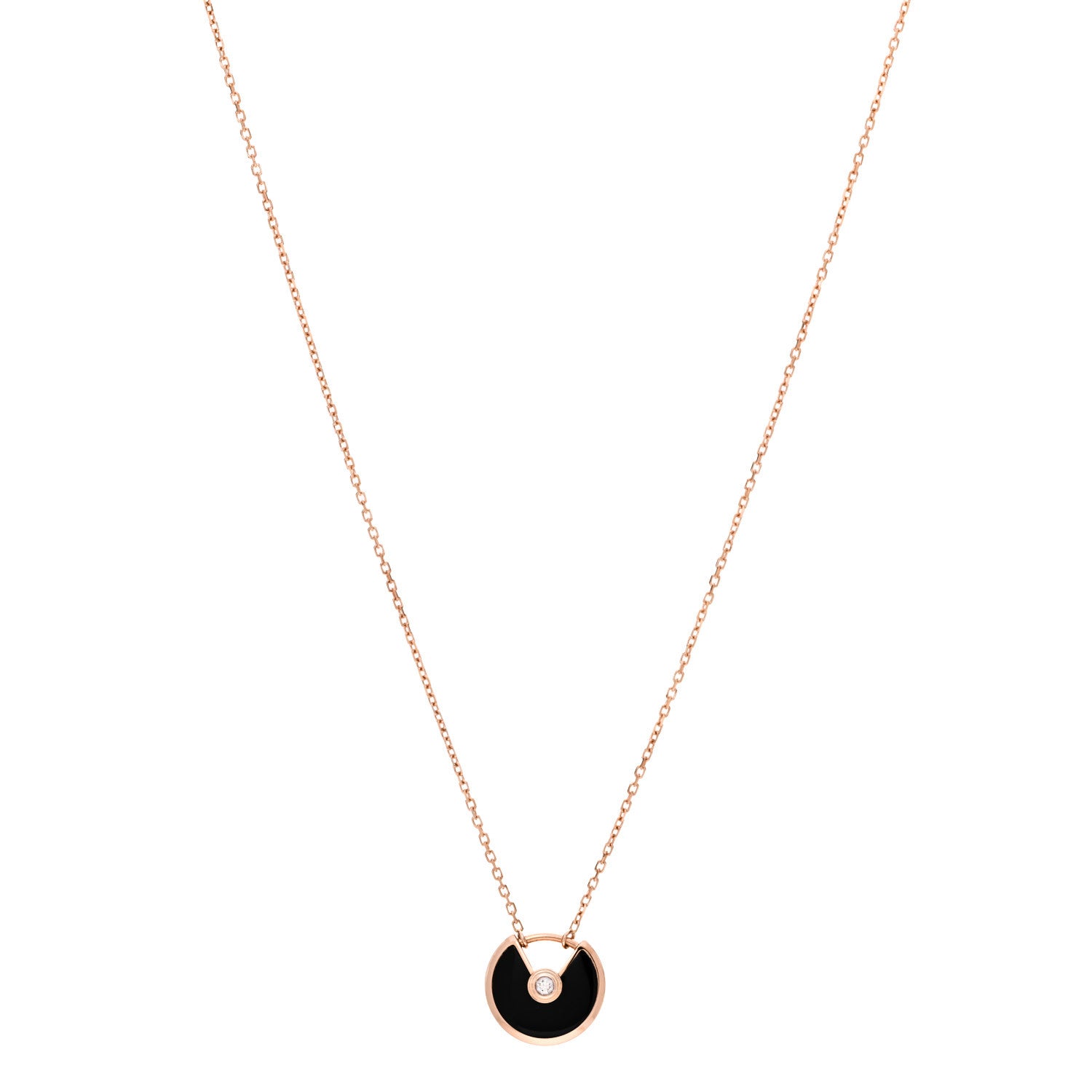 Cartier 18K Pink Gold Diamond Black Onyx XS Amulette de Cartier Pendant Necklace 1 of 6