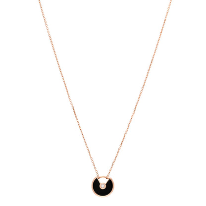 Cartier 18K Pink Gold Diamond Black Onyx XS Amulette de Cartier Pendant Necklace 1 of 6