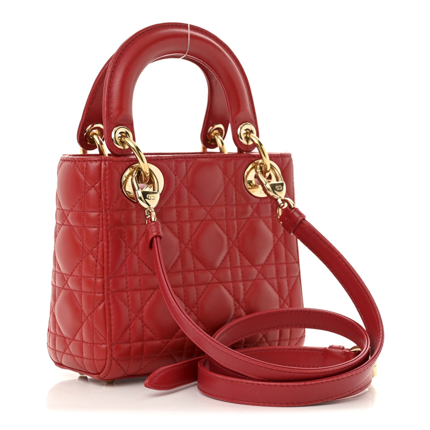 Lambskin Cannage Mini Lady Dior Red