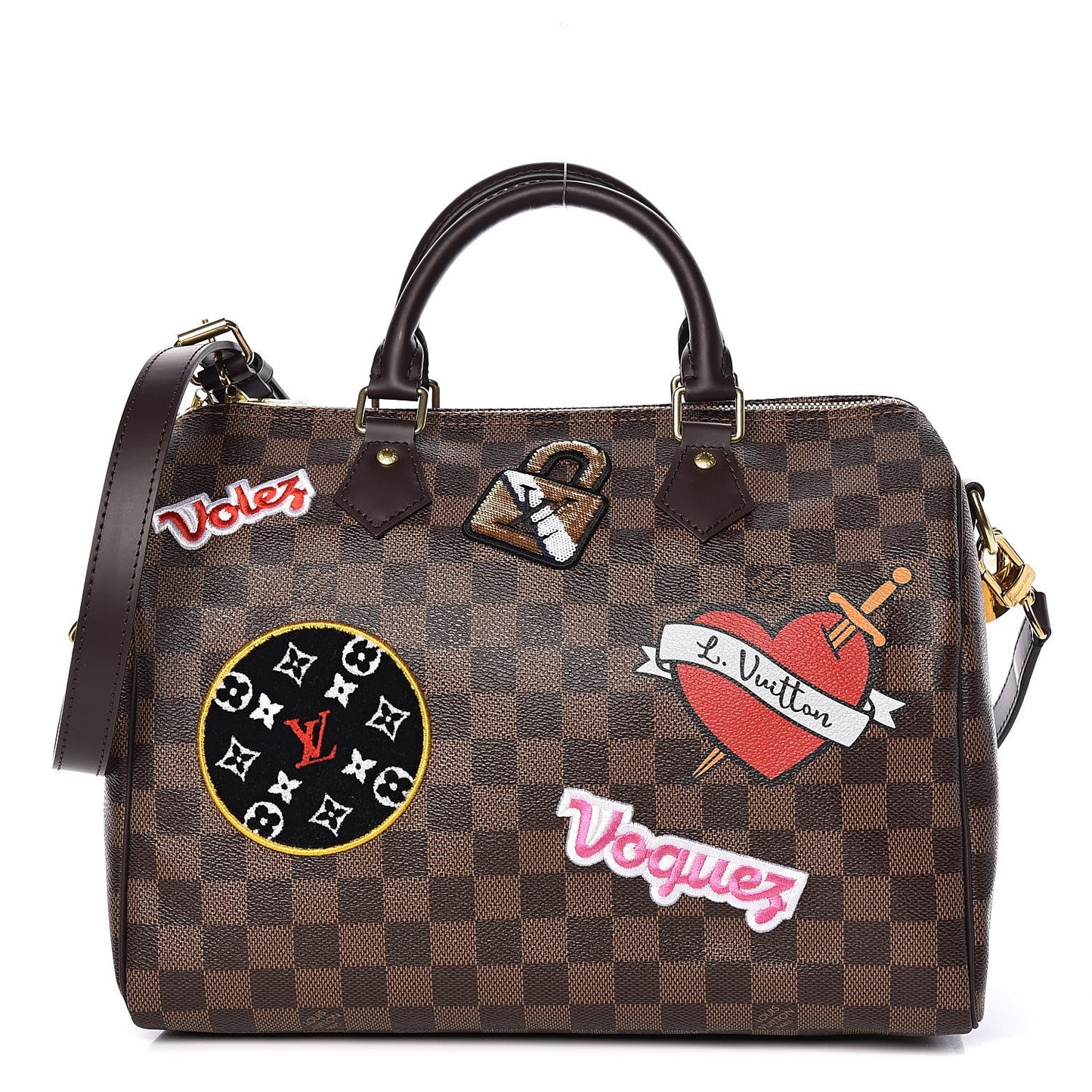 Damier Ebene Patches Speedy Bandouliere 30