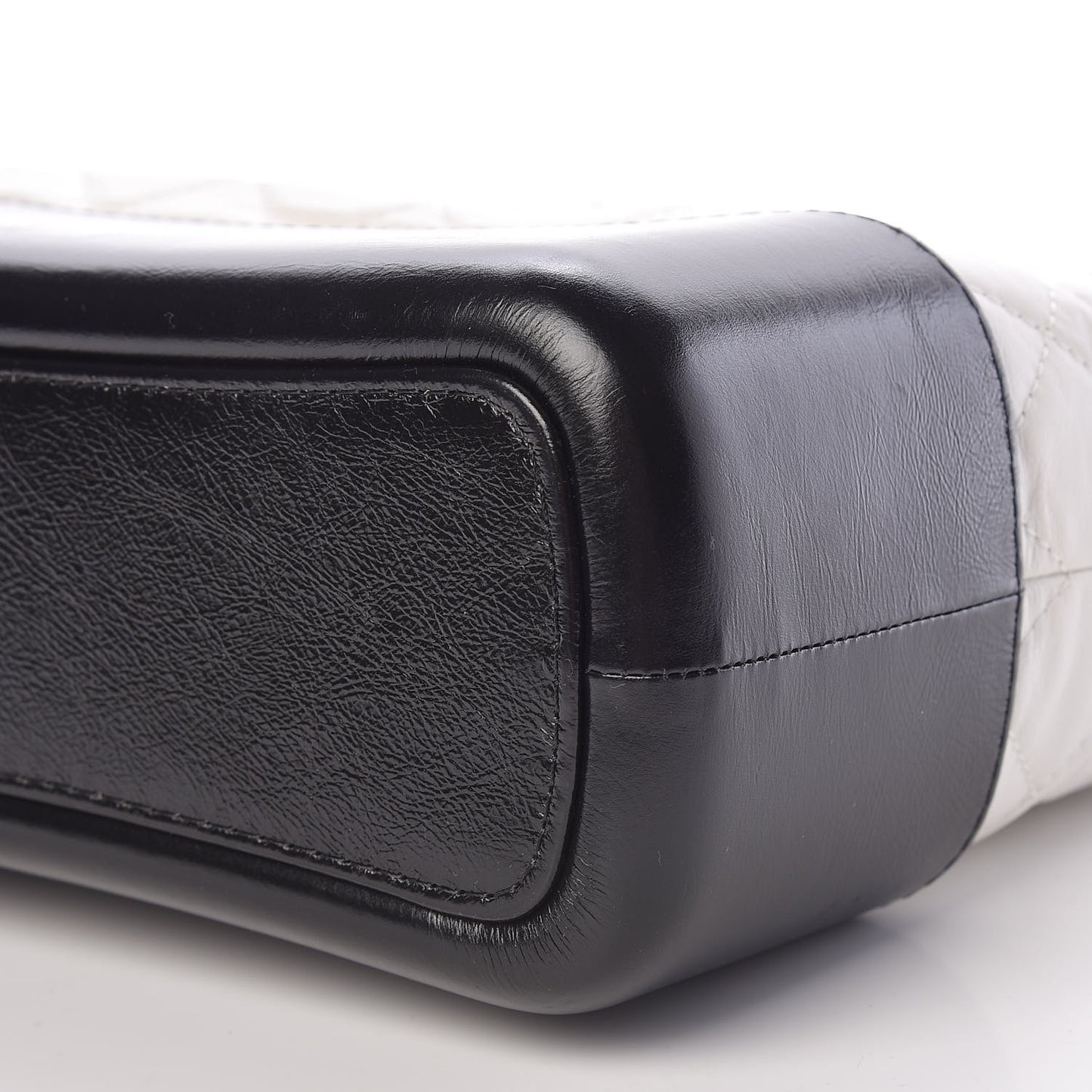 Aged Calfskin Quilted Medium Gabrielle Hobo Black White