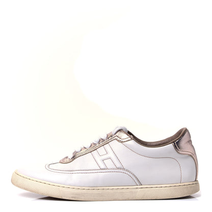 Hermes Swift Nappa Quicker Sneakers 38 Blanc Or Rose 1 of 10