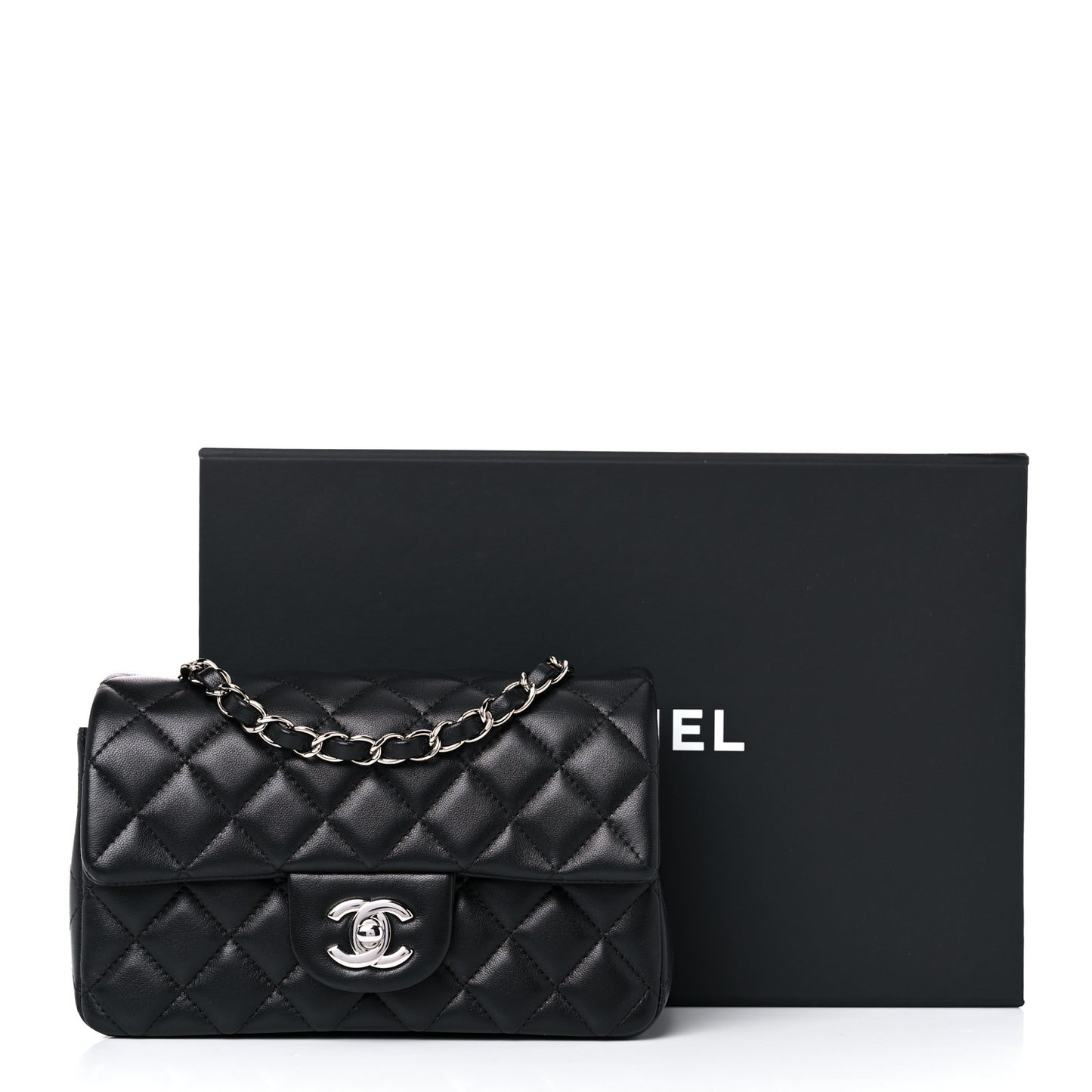 Lambskin Quilted Mini Rectangular Flap Black