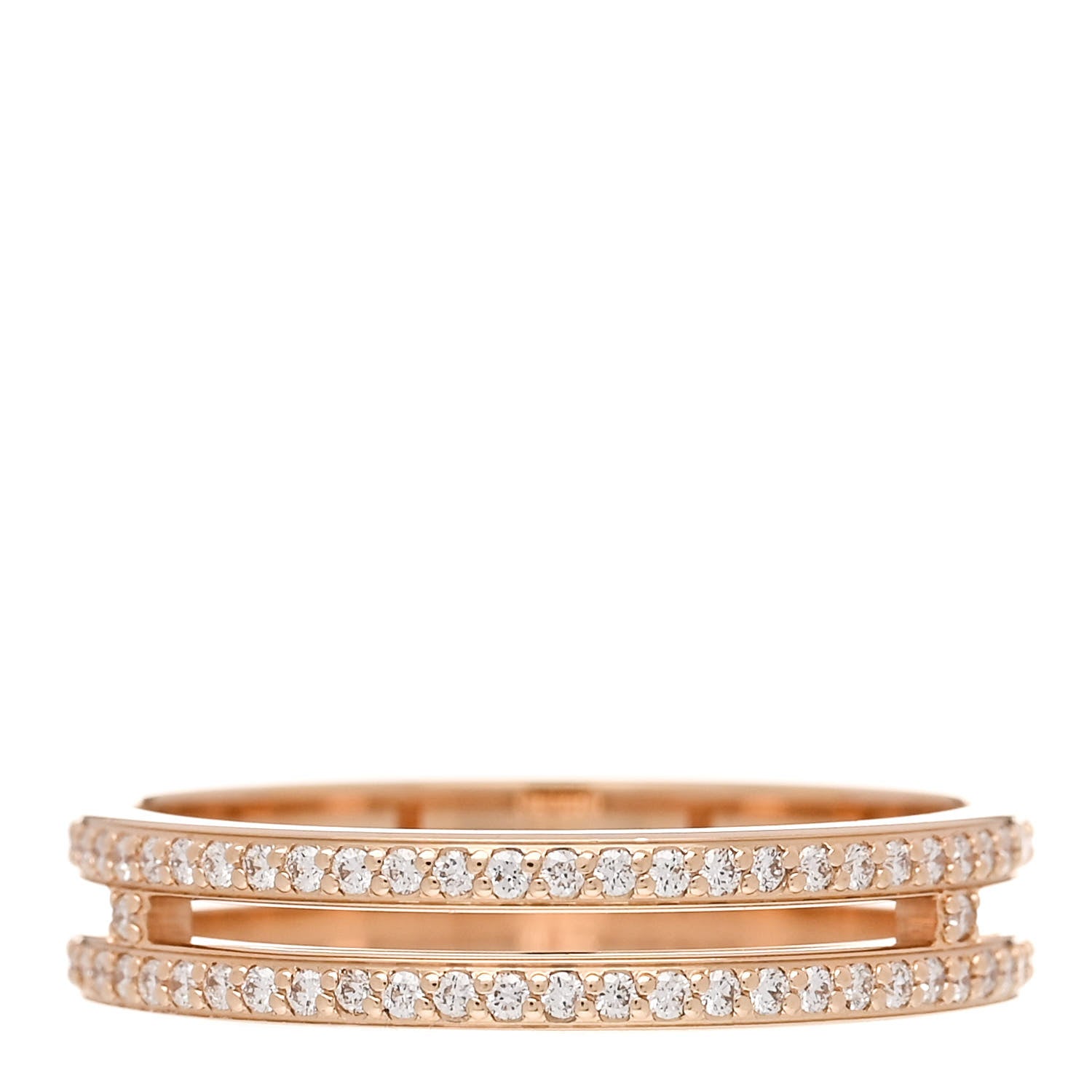 Hermes 18K Rose Gold Diamond Ariane Wedding Band Ring 50 5.25 3 of 5