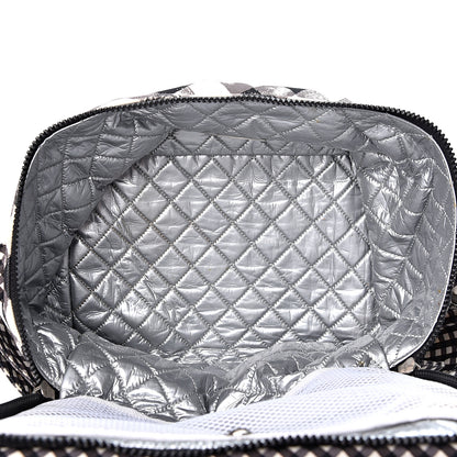 Chanel Canvas Gingham Printed CC Lunch Box Bag Black White 5 of 10