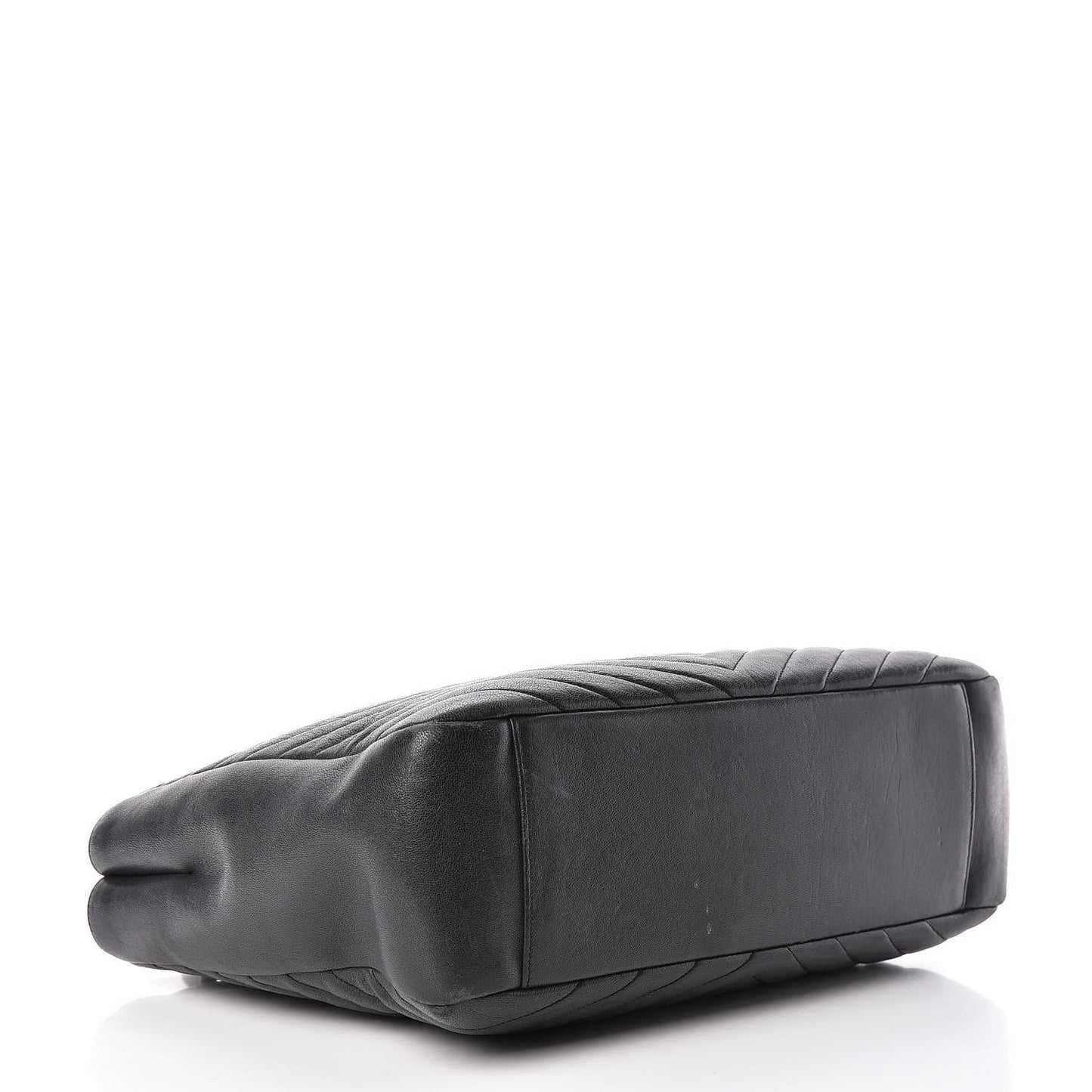 Sheepskin Matelasse Chevron Large Monogram Shopping Bag Black