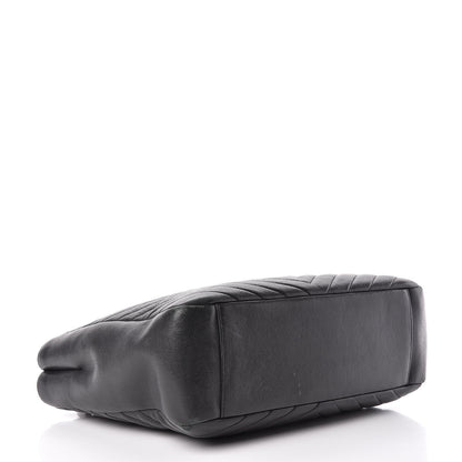 Saint Laurent Sheepskin Matelasse Chevron Large Monogram Shopping Bag Black 4 of 16