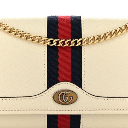 Gucci Textured Calfskin Web Ophidia Wallet On Chain Mystic White 8 of 12