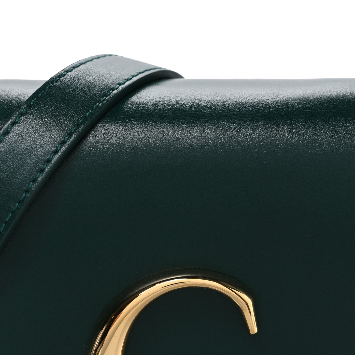 Shiny Calfskin Suede Mini C Double Carry Green