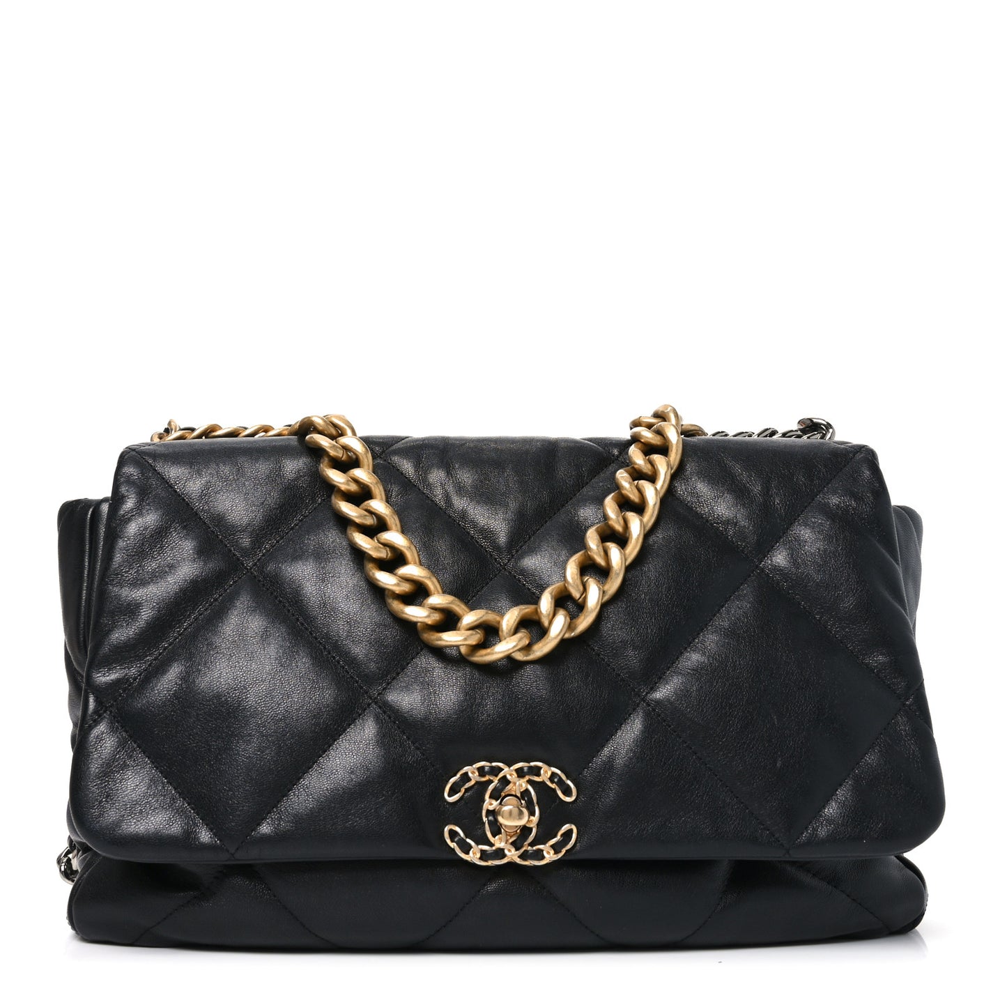 Goatskin Quilted Maxi Chanel 19 Flap Black