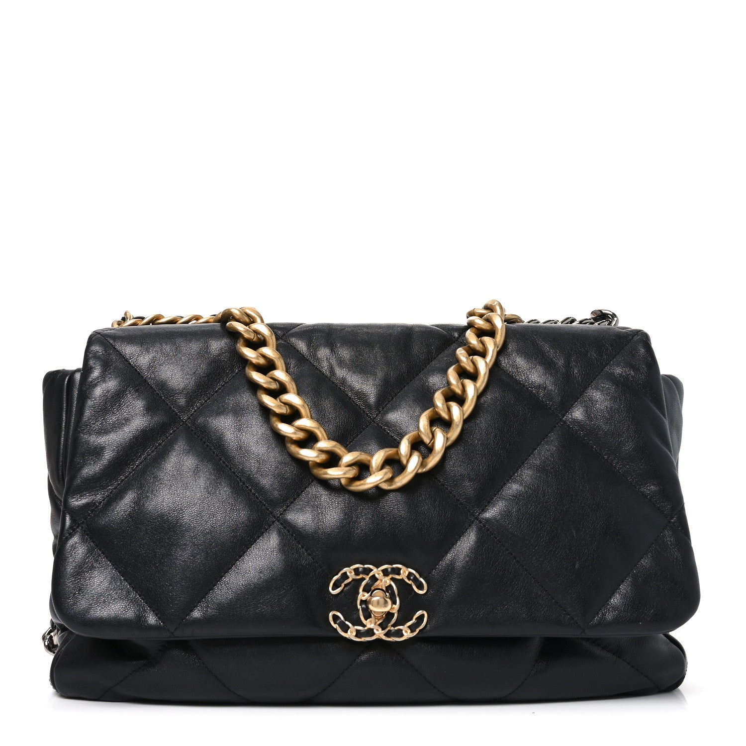 Chanel Goatskin Quilted Maxi Chanel 19 Flap Black 1 of 10
