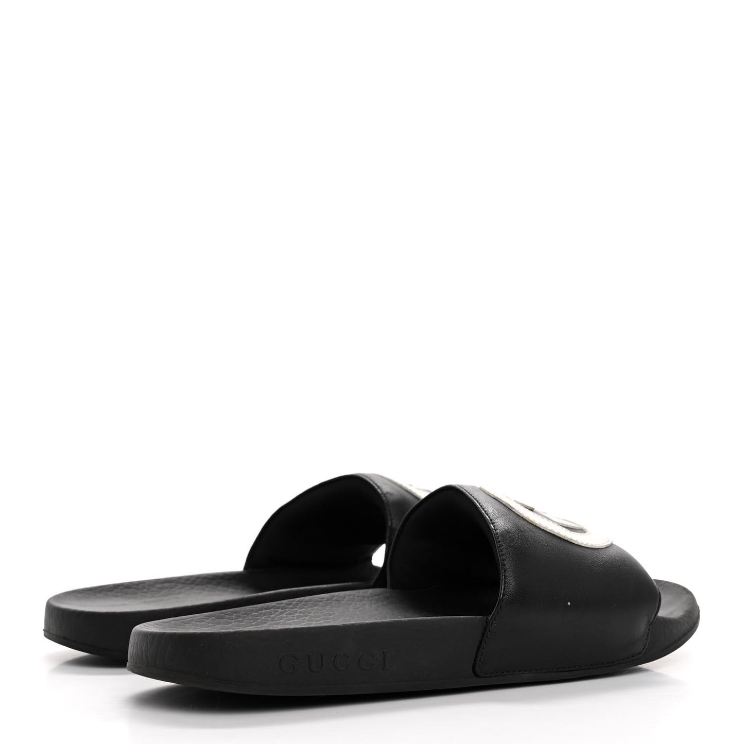 Nappa Miro Soft Calfskin Womens Interlocking G Slide Sandals 37 Black White