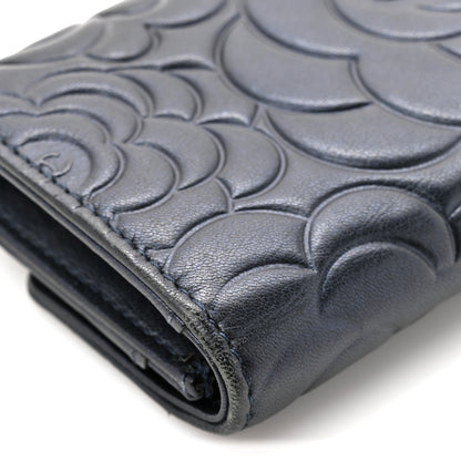 Chanel Lambskin Camellia Embossed Flap Card Holder Navy 11 of 12