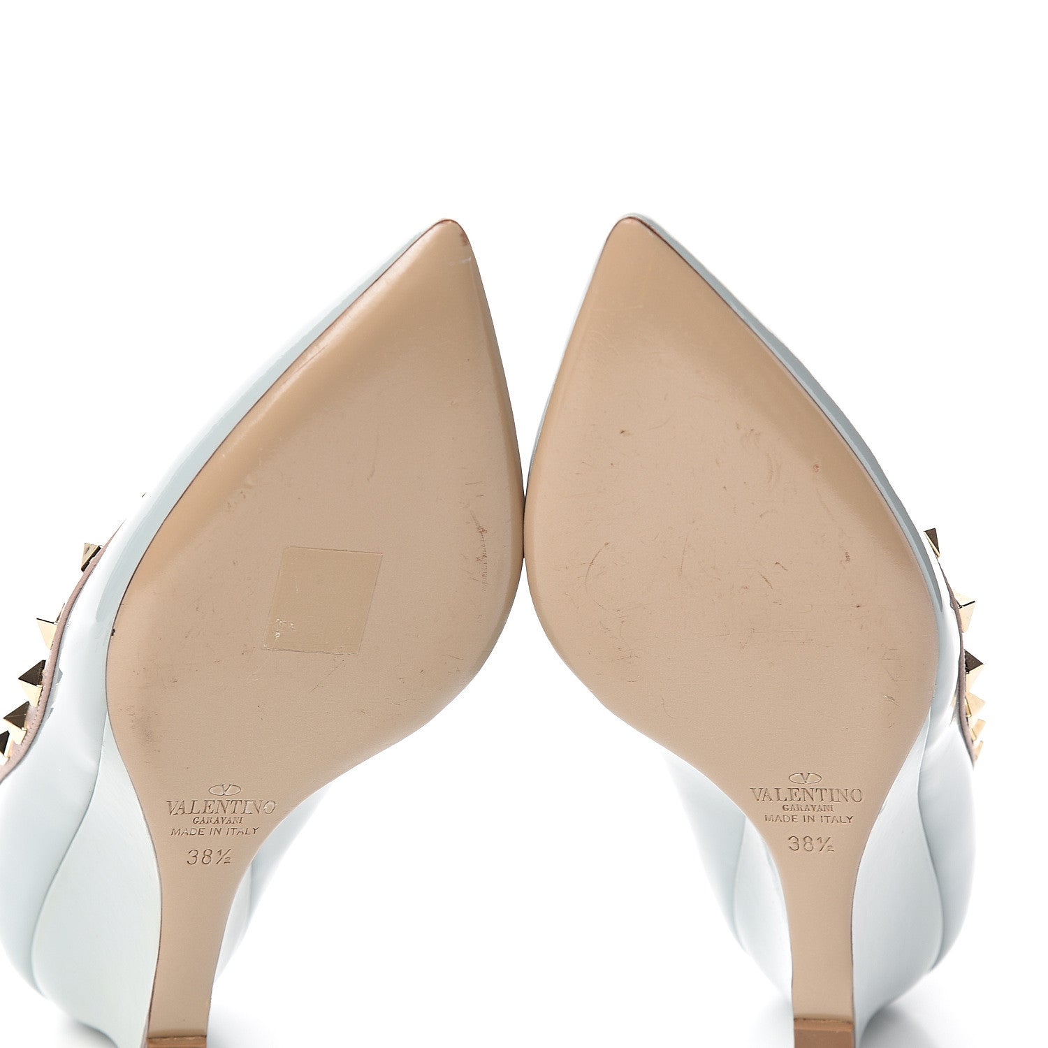 Valentino Garavani Patent Rockstud 70mm Wedges 38.5 Sky Sorbet Poudre 6 of 11
