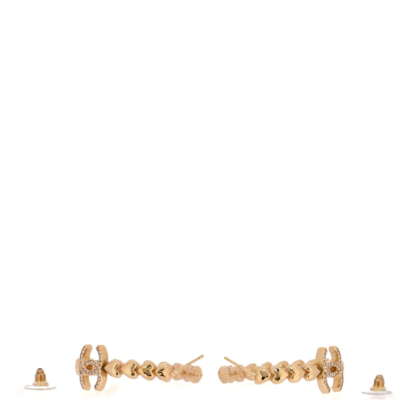 Crystal Heart CC Hoop Earrings Gold