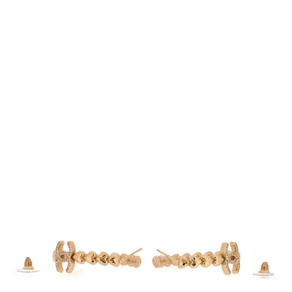 Chanel Crystal Heart CC Hoop Earrings Gold 3 of 5