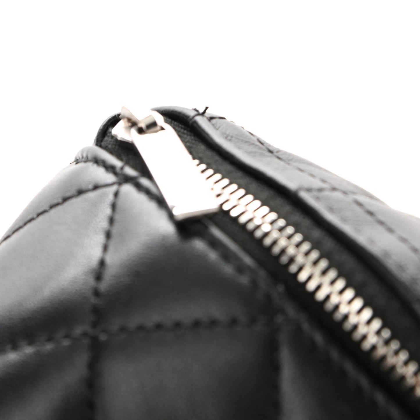 Lambskin Quilted Waist Belt Bag Black