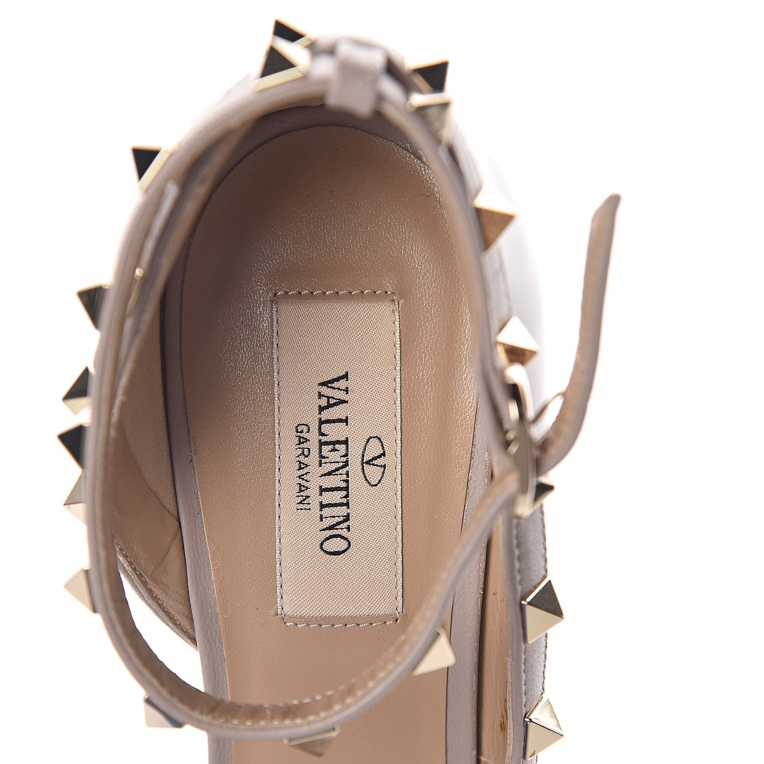 Valentino Garavani Patent Rockstud Ankle Strap d'Orsay Open Toe Pumps 38.5 Poudre 5 of 8