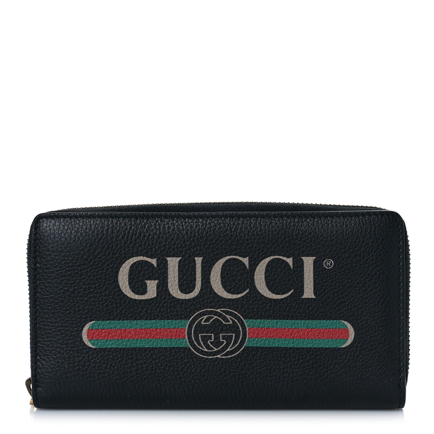Calfskin Logo Zip Around Wallet Black