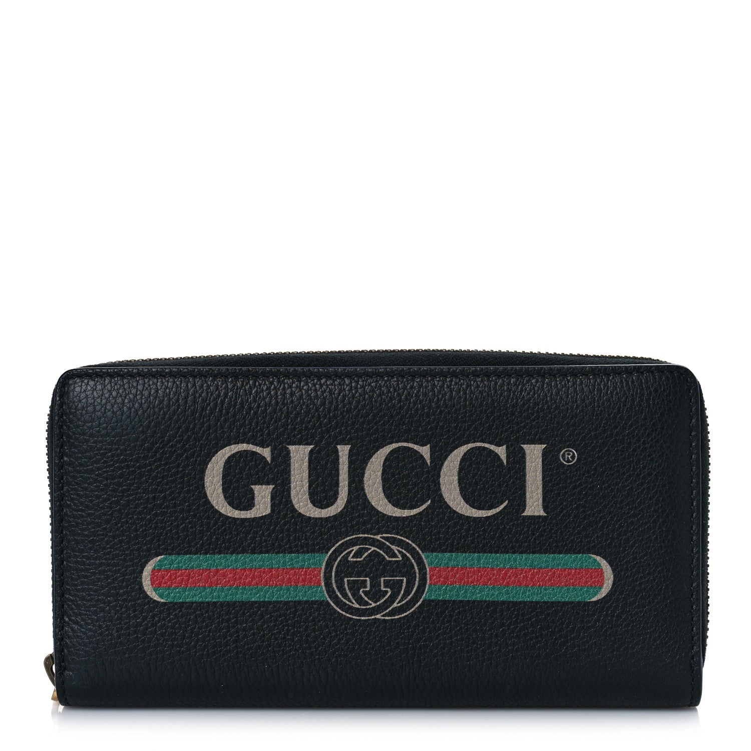 Gucci Calfskin Logo Zip Around Wallet Black 1 of 10
