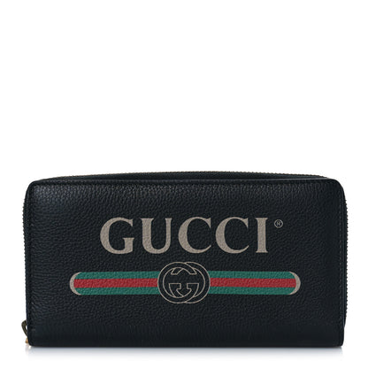 Gucci Calfskin Logo Zip Around Wallet Black 1 of 10