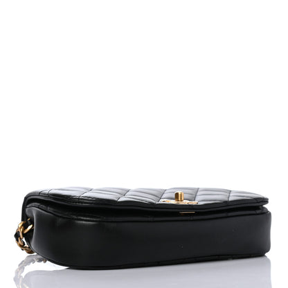 Chanel Calfskin Quilted Coco Mail Clutch With Chain Black 3 of 4