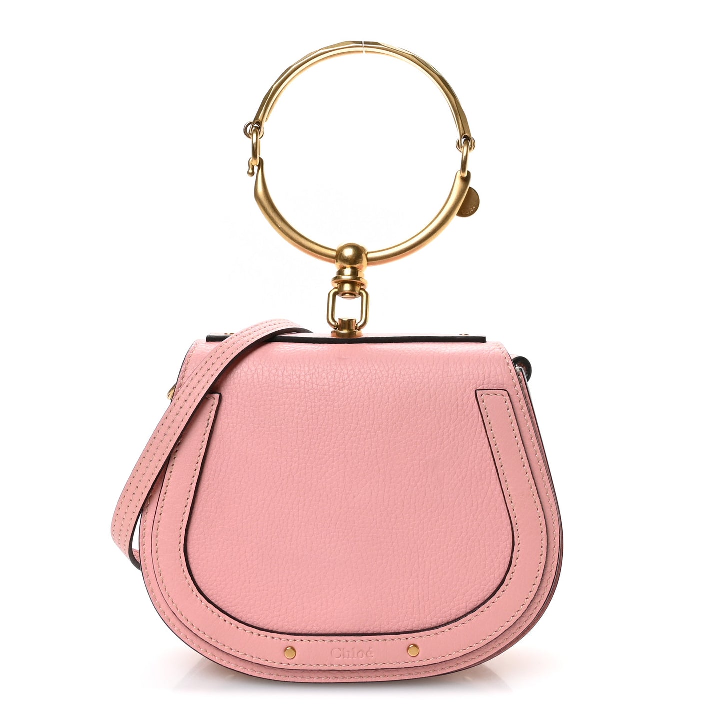 Calfskin Suede Small Nile Bracelet Bag Washed Pink