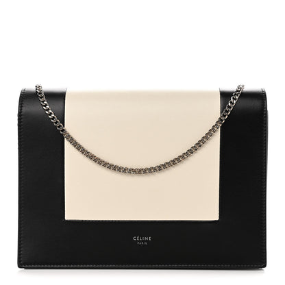 Celine Smooth Lambskin Frame Evening Chain Clutch Black White 1 of 11