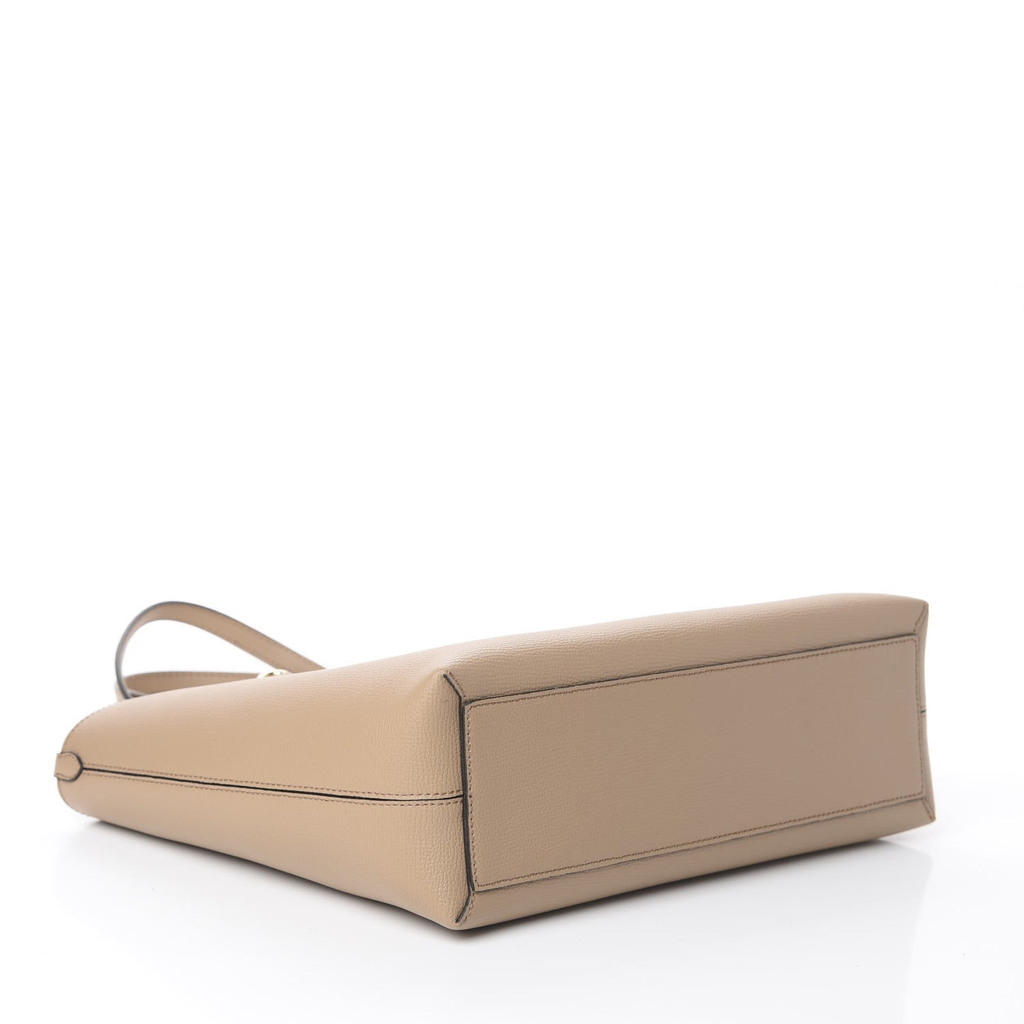 Grainy Calfskin Haymarket Check Small Reversible Tote Mid Camel