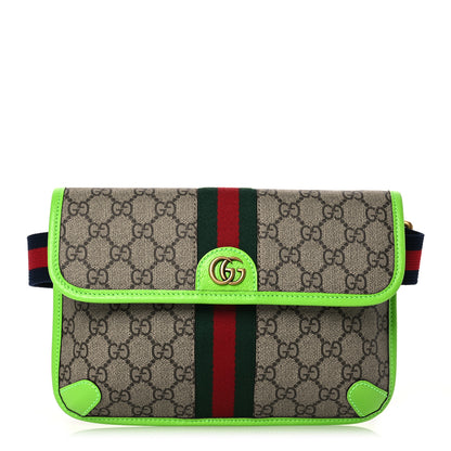 Gucci GG Supreme Monogram Web Small Ophidia Belt Bag Beige Ebony Electric Green 1 of 10