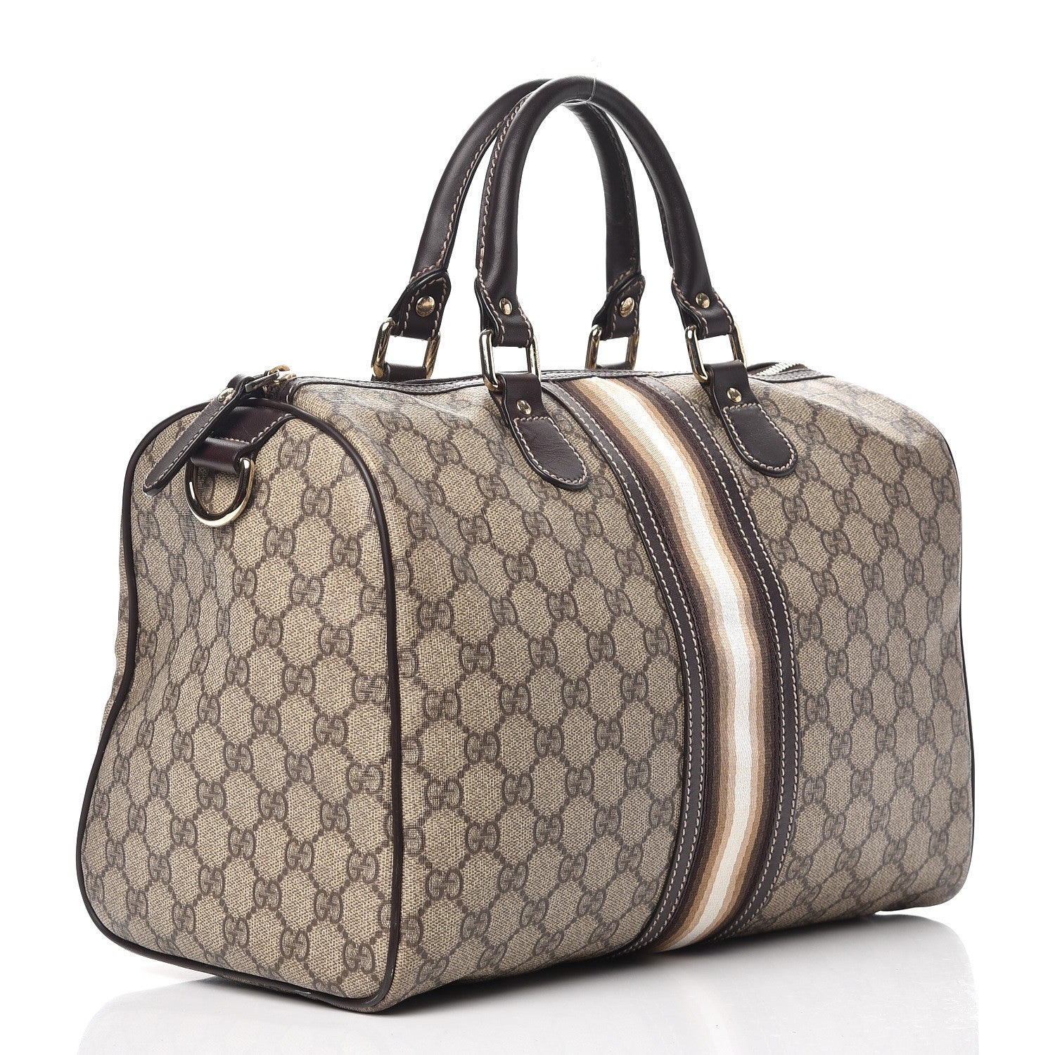 Gucci GG Plus Monogram Web Medium Joy Boston Dark Brown 3 of 13