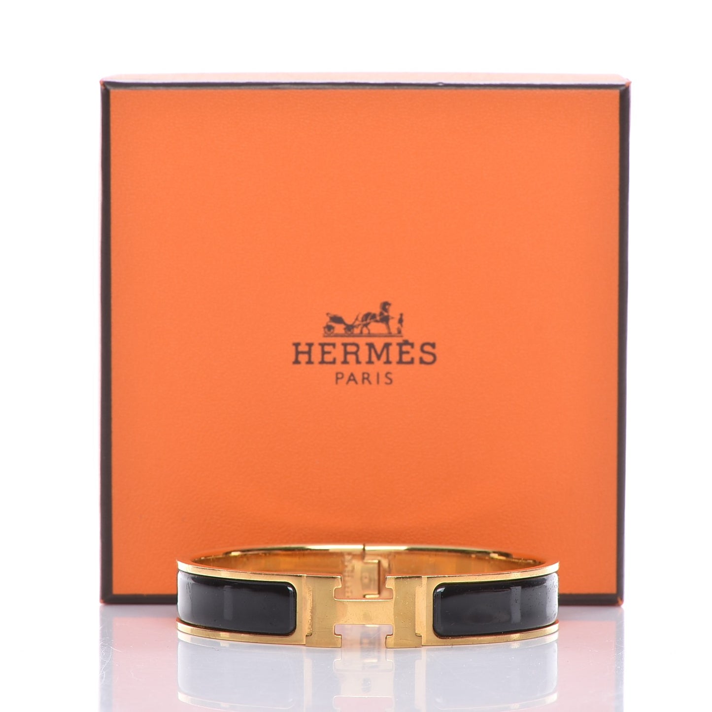 Enamel Narrow Clic Clac H Bracelet GM Black