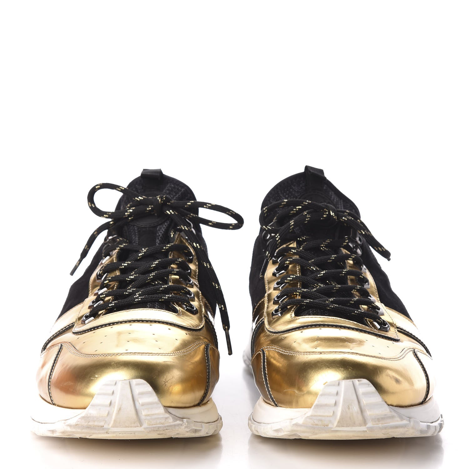 Louis Vuitton Metallic Patent Suede Run Away Sneakers 10.5 Black 3 of 13
