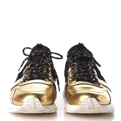 Louis Vuitton Metallic Patent Suede Run Away Sneakers 10.5 Black 3 of 13