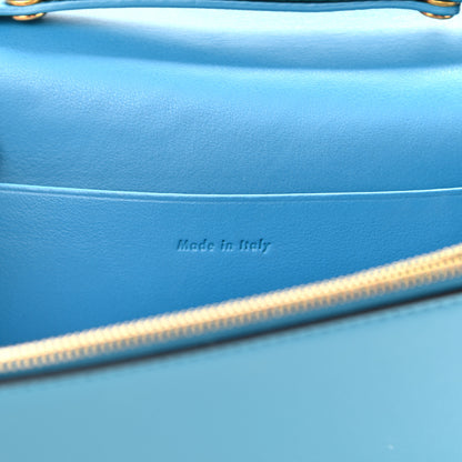 Celine Smooth Lambskin Frame Evening Chain Clutch Turchese Liquorice 6 of 11