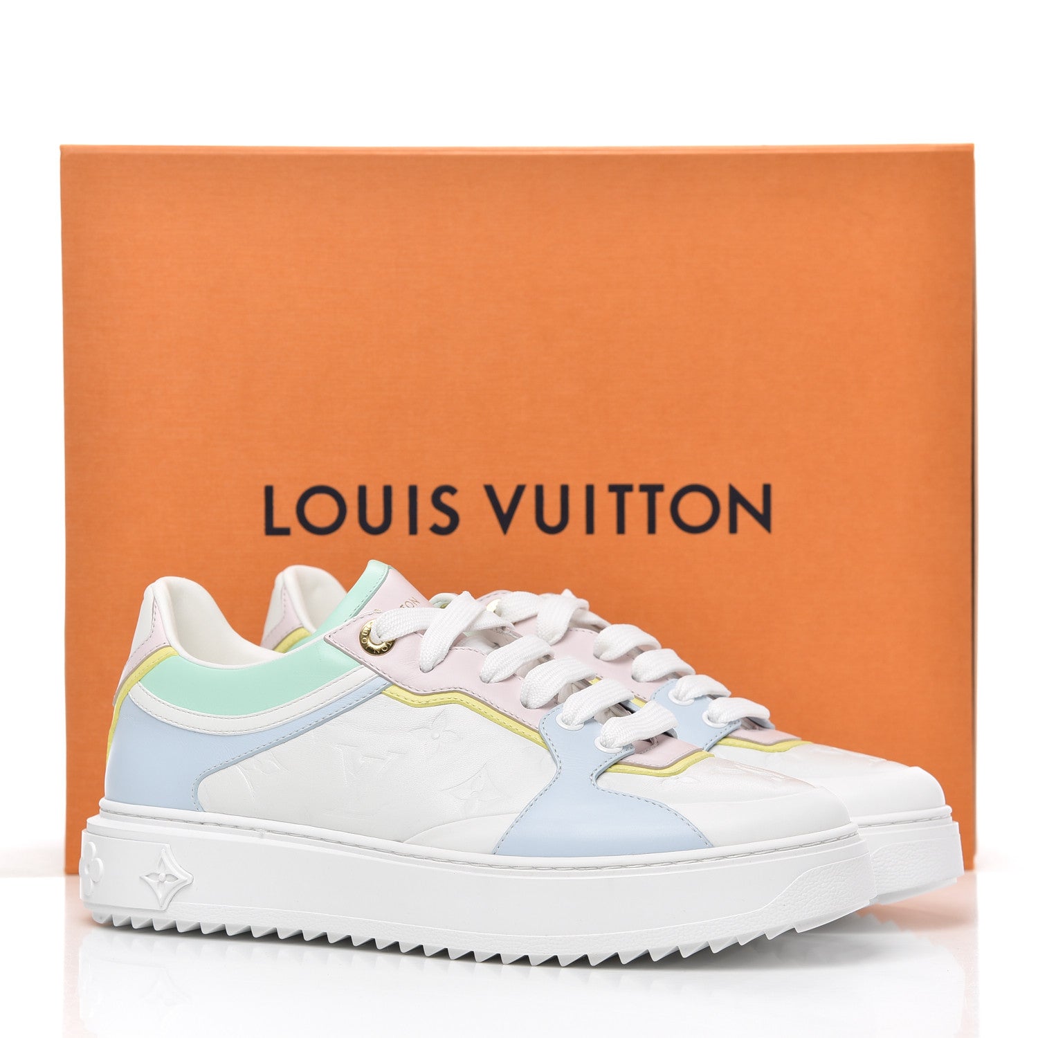 Louis Vuitton Monogram Embossed Lambskin Time Out Sneakers 40 Light Blue Pastel 9 of 9