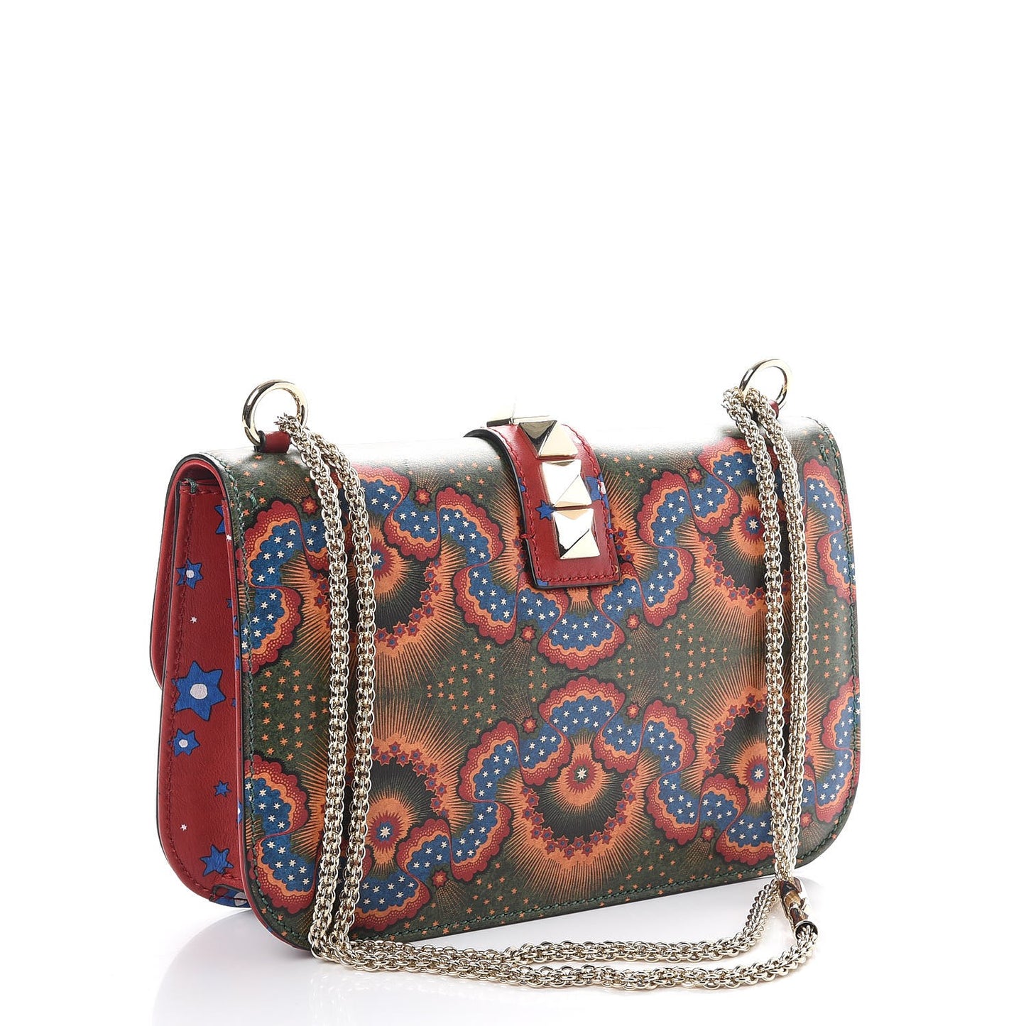 Vitello Enchanted Wonderland Medium Glam Lock Rockstud Flap Multicolor